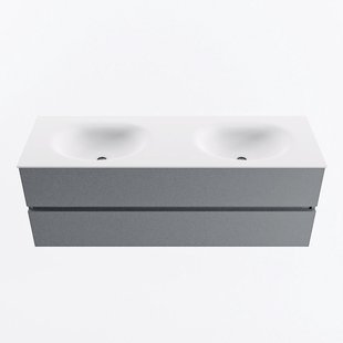 MONDIAZ VICA 140cm badmeubel onderkast Plata 2 lades. Wastafel MOON dubbel 2 kraangaten, kleur Talc.