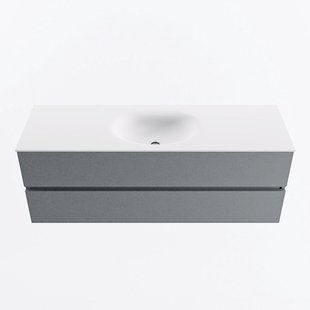 MONDIAZ VICA 140cm badmeubel onderkast Plata 2 lades. Wastafel MOON midden zonder kraangat, kleur Talc.