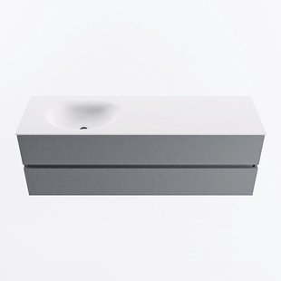 MONDIAZ VICA 150cm badmeubel onderkast Plata 2 lades. Wastafel MOON links zonder kraangat, kleur Talc.