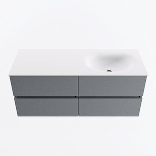MONDIAZ VICA 120cm badmeubel onderkast Plata 4 lades. Wastafel MOON rechts 1 kraangat, kleur Talc.