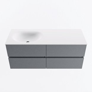 MONDIAZ VICA 120cm badmeubel onderkast Plata 4 lades. Wastafel MOON links zonder kraangat, kleur Talc.