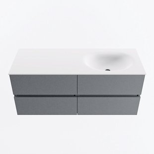 MONDIAZ VICA 120cm badmeubel onderkast Plata 4 lades. Wastafel MOON rechts zonder kraangat, kleur Talc.