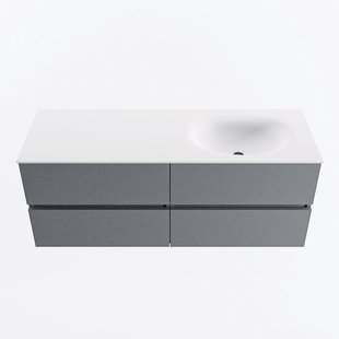 MONDIAZ VICA 130cm badmeubel onderkast Plata 4 lades. Wastafel MOON rechts 1 kraangat, kleur Talc.