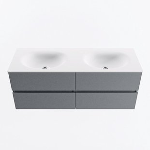 MONDIAZ VICA 130cm badmeubel onderkast Plata 4 lades. Wastafel MOON dubbel 2 kraangaten, kleur Talc.