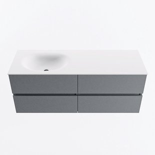 MONDIAZ VICA 130cm badmeubel onderkast Plata 4 lades. Wastafel MOON links zonder kraangat, kleur Talc.