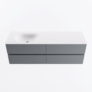 MONDIAZ VICA 150cm badmeubel onderkast Plata 4 lades. Wastafel MOON links 1 kraangat, kleur Talc.