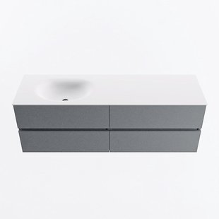 MONDIAZ VICA 150cm badmeubel onderkast Plata 4 lades. Wastafel MOON links zonder kraangat, kleur Talc.