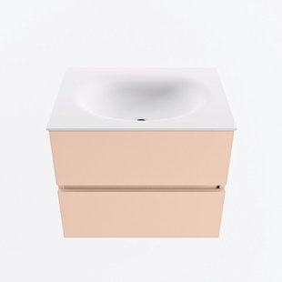 MONDIAZ VICA 60cm badmeubel onderkast Rosee 2 lades. Wastafel MOON midden 1 kraangat, kleur Talc.