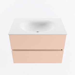 MONDIAZ VICA 70cm badmeubel onderkast Rosee 2 lades. Wastafel MOON midden zonder kraangat, kleur Talc.