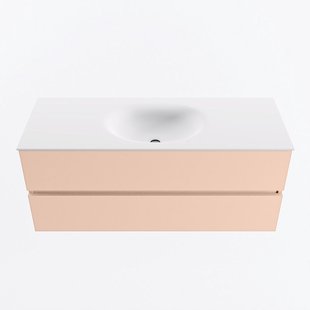 MONDIAZ VICA 120cm badmeubel onderkast Rosee 2 lades. Wastafel MOON midden 1 kraangat, kleur Talc.