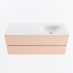 MONDIAZ VICA 120cm badmeubel onderkast Rosee 2 lades. Wastafel MOON rechts 1 kraangat, kleur Talc.