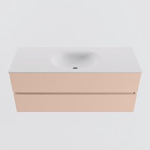 MONDIAZ VICA 120cm badmeubel onderkast Rosee 2 lades. Wastafel MOON midden zonder kraangat, kleur Talc.