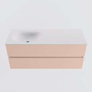 MONDIAZ VICA 120cm badmeubel onderkast Rosee 2 lades. Wastafel MOON links zonder kraangat, kleur Talc.