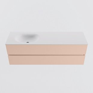 MONDIAZ VICA 150cm badmeubel onderkast Rosee 2 lades. Wastafel MOON links 1 kraangat, kleur Talc.