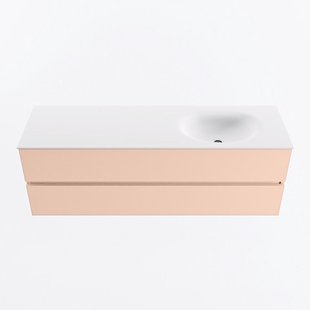 MONDIAZ VICA 150cm badmeubel onderkast Rosee 2 lades. Wastafel MOON rechts 1 kraangat, kleur Talc.