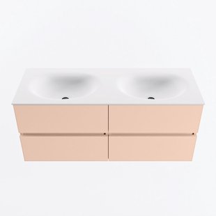 MONDIAZ VICA 120cm badmeubel onderkast Rosee 4 lades. Wastafel MOON dubbel 2 kraangaten, kleur Talc.