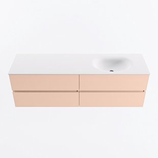 MONDIAZ VICA 160cm badmeubel onderkast Rosee 4 lades. Wastafel MOON rechts 1 kraangat, kleur Talc.
