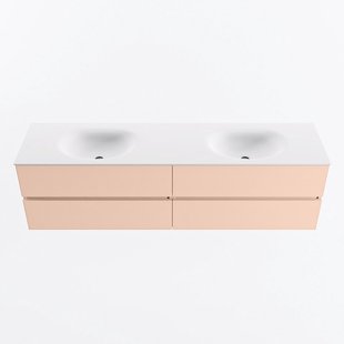 MONDIAZ VICA 180cm badmeubel onderkast Rosee 4 lades. Wastafel MOON dubbel 2 kraangaten, kleur Talc.