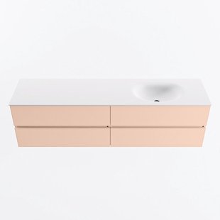 MONDIAZ VICA 180cm badmeubel onderkast Rosee 4 lades. Wastafel MOON rechts zonder kraangat, kleur Talc.