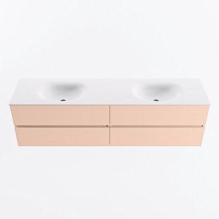 MONDIAZ VICA 180cm badmeubel onderkast Rosee 4 lades. Wastafel MOON dubbel zonder kraangat, kleur Talc.
