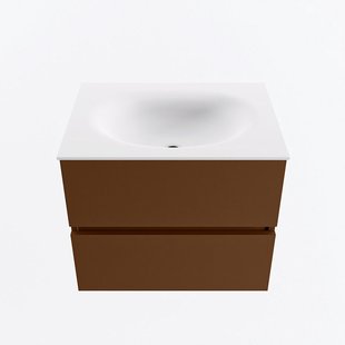 MONDIAZ VICA 60cm badmeubel onderkast Rust 2 lades. Wastafel MOON midden zonder kraangat, kleur Talc.