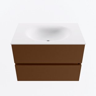 MONDIAZ VICA 70cm badmeubel onderkast Rust 2 lades. Wastafel MOON midden 1 kraangat, kleur Talc.