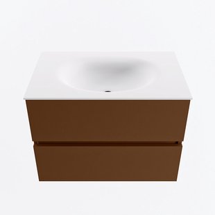 MONDIAZ VICA 70cm badmeubel onderkast Rust 2 lades. Wastafel MOON midden zonder kraangat, kleur Talc.