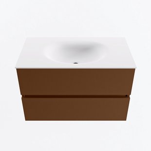 MONDIAZ VICA 80cm badmeubel onderkast Rust 2 lades. Wastafel MOON midden zonder kraangat, kleur Talc.