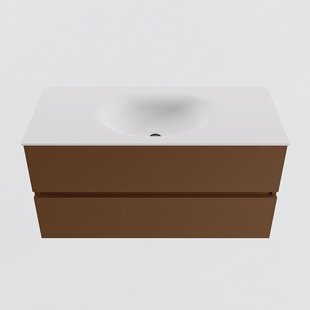 MONDIAZ VICA 100cm badmeubel onderkast Rust 2 lades. Wastafel MOON midden 1 kraangat, kleur Talc.