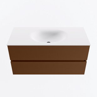 MONDIAZ VICA 100cm badmeubel onderkast Rust 2 lades. Wastafel MOON midden zonder kraangat, kleur Talc.