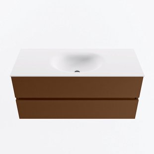 MONDIAZ VICA 110cm badmeubel onderkast Rust 2 lades. Wastafel MOON midden 1 kraangat, kleur Talc.