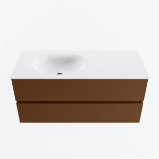 MONDIAZ VICA 110cm badmeubel onderkast Rust 2 lades. Wastafel MOON links 1 kraangat, kleur Talc.