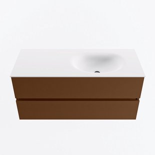 MONDIAZ VICA 110cm badmeubel onderkast Rust 2 lades. Wastafel MOON rechts 1 kraangat, kleur Talc.