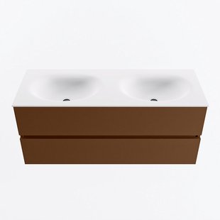 MONDIAZ VICA 120cm badmeubel onderkast Rust 2 lades. Wastafel MOON dubbel 2 kraangaten, kleur Talc.