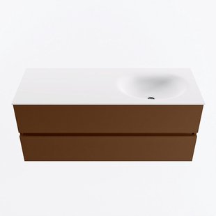 MONDIAZ VICA 120cm badmeubel onderkast Rust 2 lades. Wastafel MOON rechts zonder kraangat, kleur Talc.