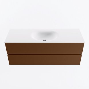 MONDIAZ VICA 130cm badmeubel onderkast Rust 2 lades. Wastafel MOON midden 1 kraangat, kleur Talc.