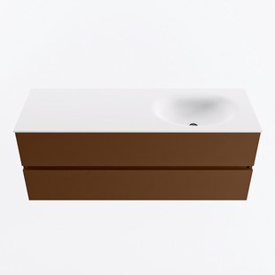 MONDIAZ VICA 130cm badmeubel onderkast Rust 2 lades. Wastafel MOON rechts 1 kraangat, kleur Talc.