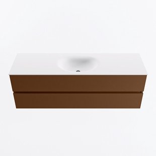 MONDIAZ VICA 150cm badmeubel onderkast Rust 2 lades. Wastafel MOON midden 1 kraangat, kleur Talc.