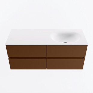 MONDIAZ VICA 120cm badmeubel onderkast Rust 4 lades. Wastafel MOON rechts 1 kraangat, kleur Talc.