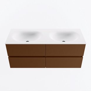 MONDIAZ VICA 120cm badmeubel onderkast Rust 4 lades. Wastafel MOON dubbel 2 kraangaten, kleur Talc.