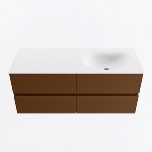 MONDIAZ VICA 120cm badmeubel onderkast Rust 4 lades. Wastafel MOON rechts zonder kraangat, kleur Talc.