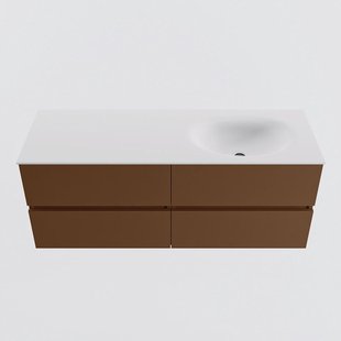 MONDIAZ VICA 130cm badmeubel onderkast Rust 4 lades. Wastafel MOON rechts 1 kraangat, kleur Talc.
