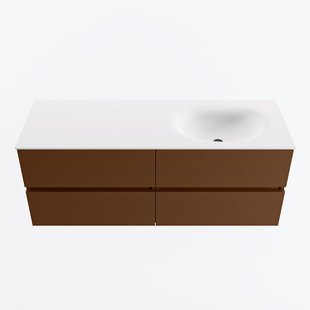 MONDIAZ VICA 130cm badmeubel onderkast Rust 4 lades. Wastafel MOON rechts zonder kraangat, kleur Talc.