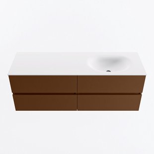 MONDIAZ VICA 140cm badmeubel onderkast Rust 4 lades. Wastafel MOON rechts zonder kraangat, kleur Talc.