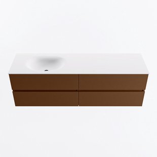 MONDIAZ VICA 160cm badmeubel onderkast Rust 4 lades. Wastafel MOON links 1 kraangat, kleur Talc.
