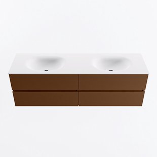 MONDIAZ VICA 160cm badmeubel onderkast Rust 4 lades. Wastafel MOON dubbel 2 kraangaten, kleur Talc.