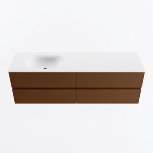MONDIAZ VICA 160cm badmeubel onderkast Rust 4 lades. Wastafel MOON links zonder kraangat, kleur Talc.