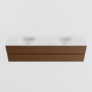 MONDIAZ VICA 190cm badmeubel onderkast Rust 4 lades. Wastafel MOON dubbel 2 kraangaten, kleur Talc.