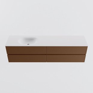 MONDIAZ VICA 190cm badmeubel onderkast Rust 4 lades. Wastafel MOON links zonder kraangat, kleur Talc.