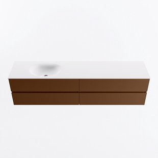 MONDIAZ VICA 200cm badmeubel onderkast Rust 4 lades. Wastafel MOON links 1 kraangat, kleur Talc.